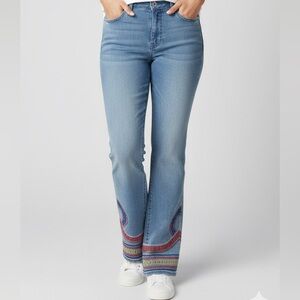 DG2 Light Blue Flare Jeans with Multicolor Embroidery